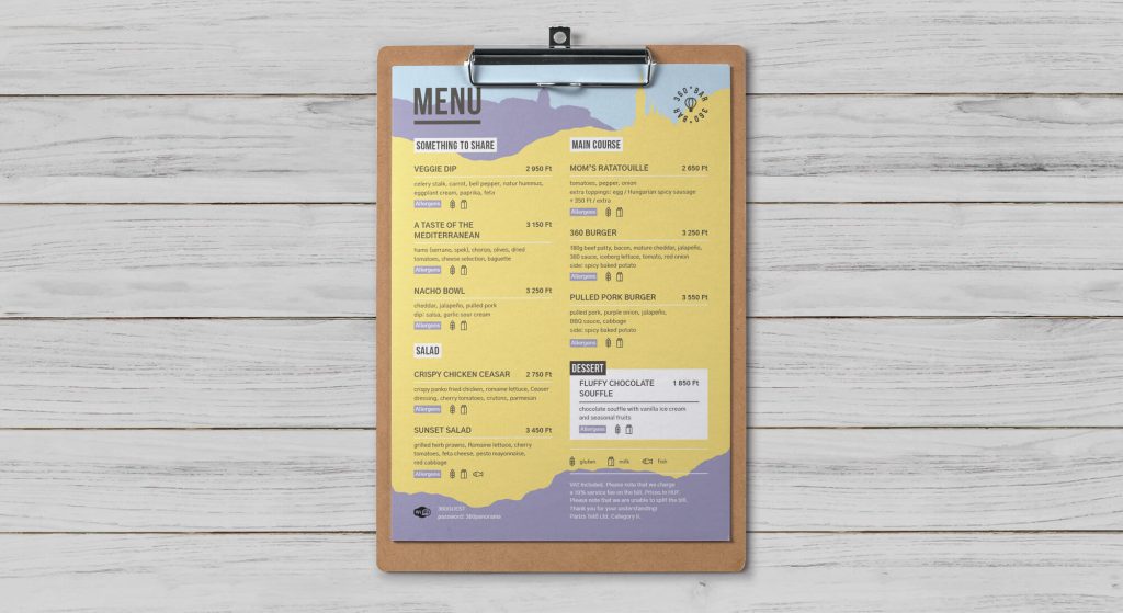 360 Bar menu (summer)